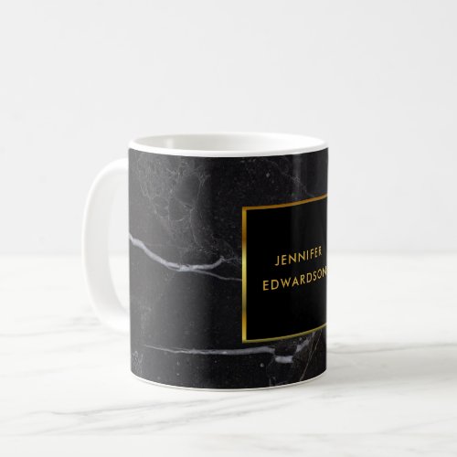 Modern black marble gold professional minimalist coffee mug