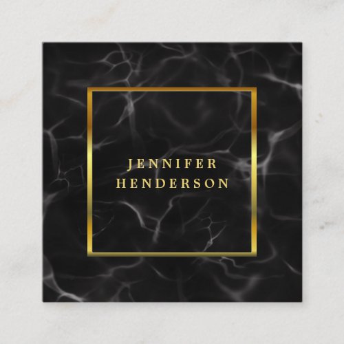 Modern black marble gold professional square business card