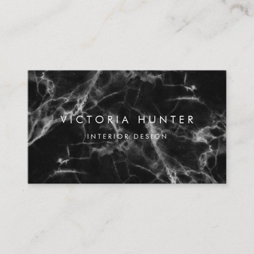 Modern Black Marble Simple Typography Business Card