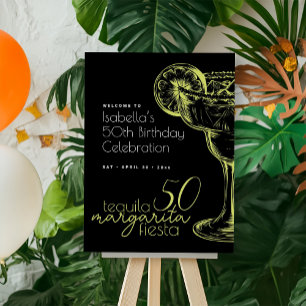 Modern Black Margarita Fiesta 50th Birthday Party Foam Board