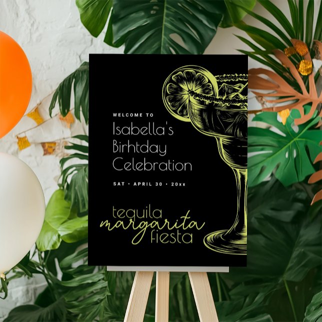 Modern Black Margarita Fiesta Birthday Party Foam Board (Creator Uploaded)