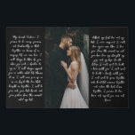 Modern Black Marriage Photograph Wedding Vow Art Faux Canvas Print<br><div class="desc">Commemorate your wedding day by placing your wedding vows on canvas. The simple, elegant design features stylish typography and a clean black background. The text can be easily personalized with his and hers wedding vows, and you can add your own wedding photo to create your own truly one-of-a-kind wedding or...</div>
