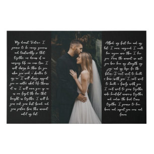 Modern Black Marriage Photograph Wedding Vow Art Faux Canvas Print