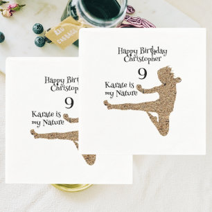 Modern Black Martial Arts Karate Kids Birthday Napkins