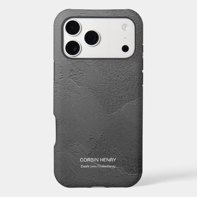 Modern Black Matte Textured Personalized Name Case-Mate iPhone Case (Back)