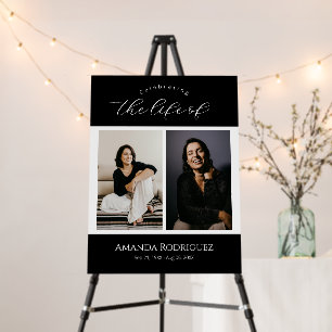 Modern Black Memorial Funeral Photo Welcome Sign