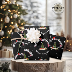 Modern Black Merry Christmas Graffiti  Wrapping Paper Sheets