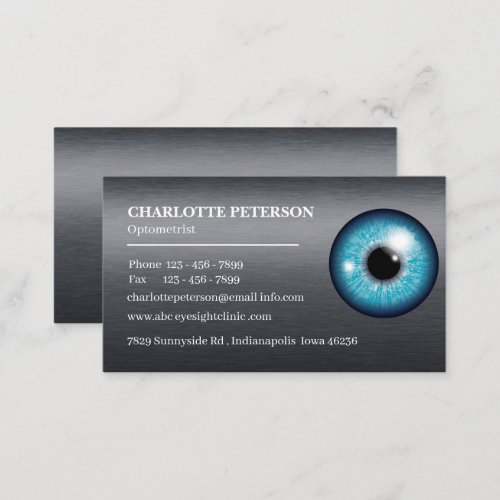 Modern Black Metal  Eyeball Optometrist   Business Card