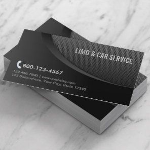 Modern Black Metal Limo & Car Service Business Card