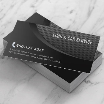 Modern Black Metal Limo & Car Service Business Card by cardfactory at Zazzle