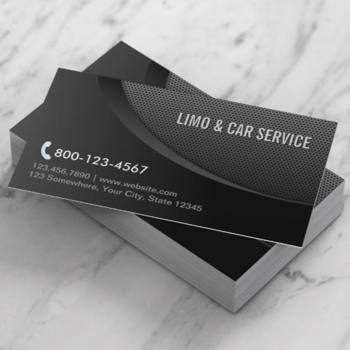 Modern Black Metal Limo  Car Service Business Card