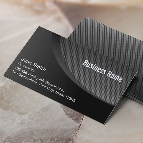 Modern Black Metal Mesh Accountant Business Card Template