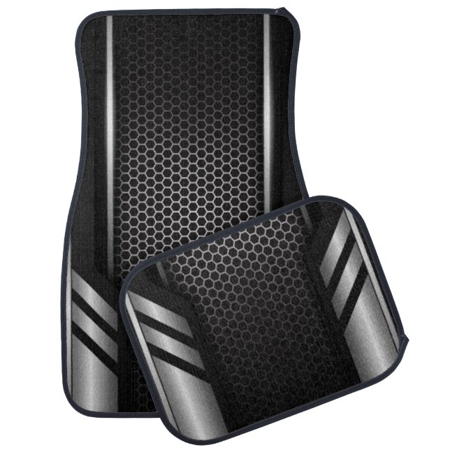 Modern Black Metal Mesh Car Floor Mat (Set)