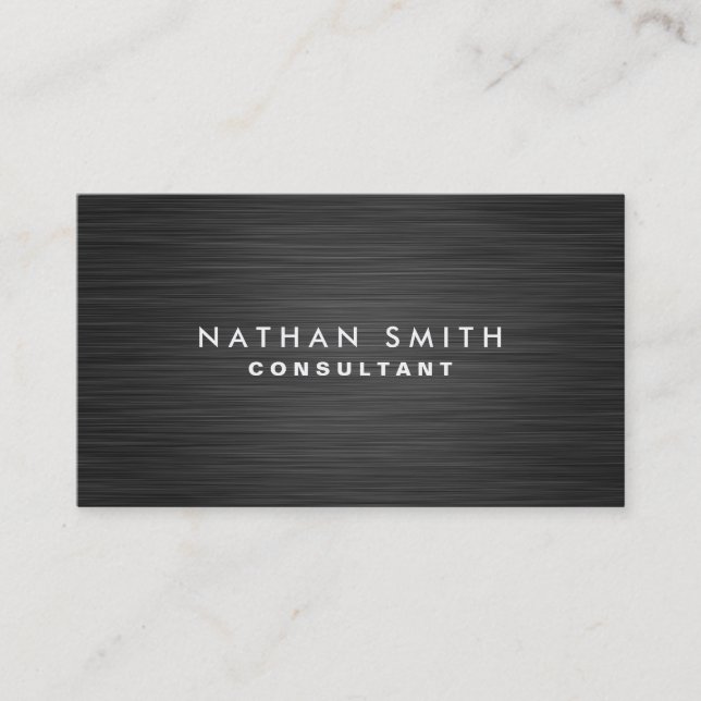 Modern Black Metal Professional Business Card (Front)