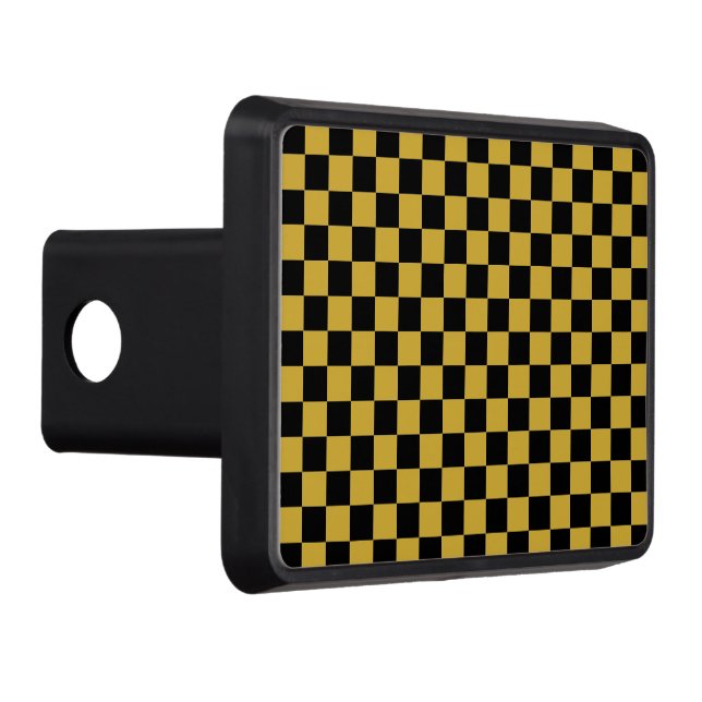Modern Black Metallic Gold Square Pattern Hitch Cover (Right)