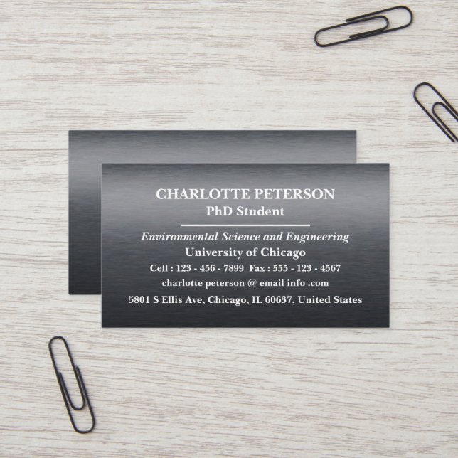 grad student business card Simple PhD - Graduate Student Business Card