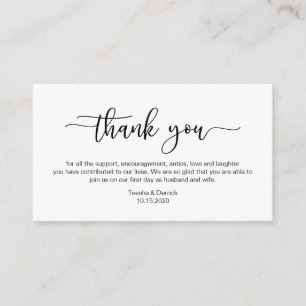 Modern black minimalism font, Birthday Thank you Enclosure Card
