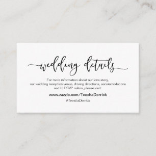 Modern black minimalism font, Our Wedding Details Enclosure Card