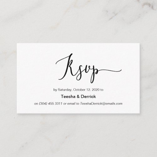 Modern black minimalism font Wedding RSVP Enclosure Card
