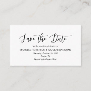 Modern black minimalism font Wedding Save the date Enclosure Card