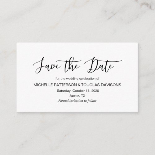 Modern black minimalism font Wedding Save the date Enclosure Card