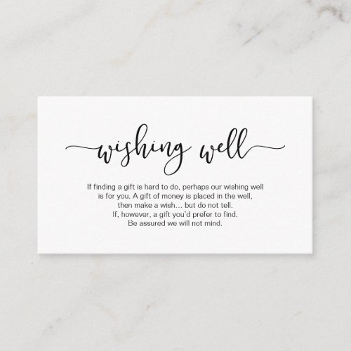 Modern black minimalism font Wedding Wishing Well Enclosure Card
