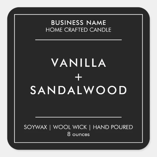 Modern Black Minimalist Candle Label Sticker Zazzle