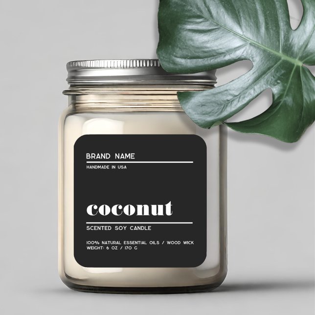 Modern black minimalist candle product label  (Creator Uploaded)