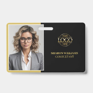 Modern Black Minimalist Company Employee Photo ID Badge