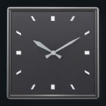 Modern Black Minimalist Design Square Wall Clock<br><div class="desc">This bold and modern design features a deep black face with simple white markers and sharp silver hands—creating a minimalist look that’s both stylish and versatile. A perfect accent for contemporary interiors,  home offices,  and creative workspaces where clean design matters.</div>