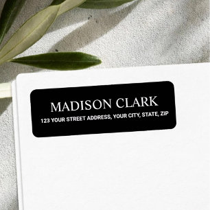 Modern black minimalist elegant return address label