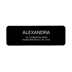 Modern black minimalist elegant return address label
