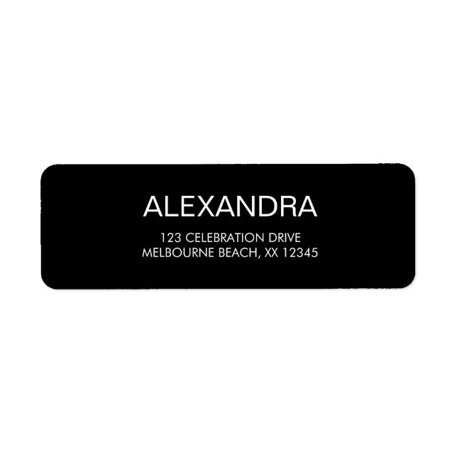 Modern black minimalist elegant return address label (Front)