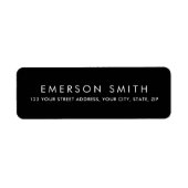 Modern black minimalist elegant return address label (Front)