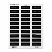 Modern black minimalist elegant return address label (Full Sheet)