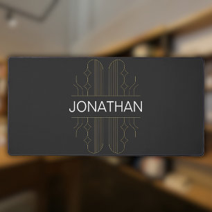 Modern Black Minimalist Elegant Shapes Desk Mat