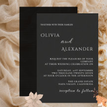 Modern black Minimalist Elegant Wedding Invitation