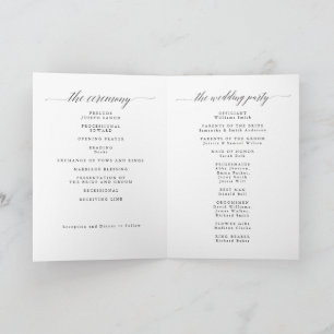 Modern  Black Minimalist Folded Wedding Program