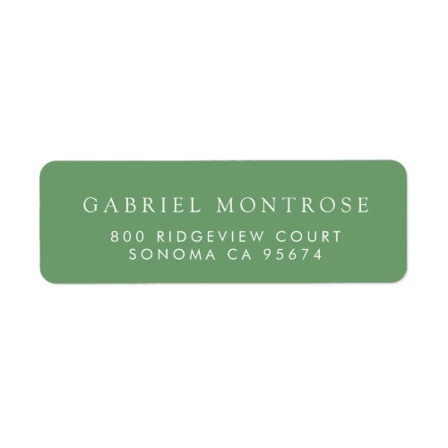 Modern Black Minimalist Green Return Address Label