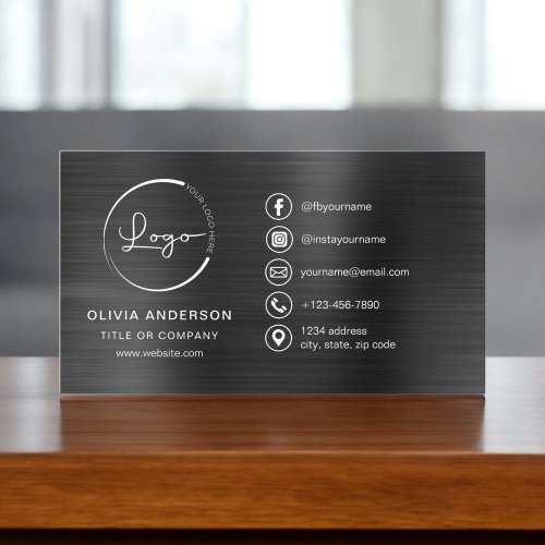 Modern Black Minimalist Logo Social Media Icons Business Card