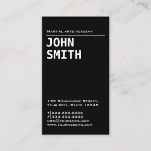 Modern Black Minimalist Martial Arts Business Card