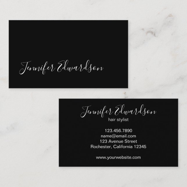 Modern black minimalist professional simple business card (Front/Back)