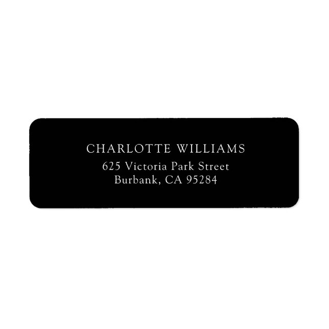 Modern Black Minimalist Return Address Label (Front)