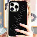 Modern Black Minimalist Script Name iPhone 16 Pro Max Case<br><div class="desc">Embrace modern minimalism with this sleek Black Minimalist Script Name iPhone 16 Pro Max Case. This chic design features your name elegantly displayed in a flowing script against a deep black backdrop, creating a look that's both understated and personalized. Perfect for those who appreciate clean lines, simple sophistication, and a...</div>