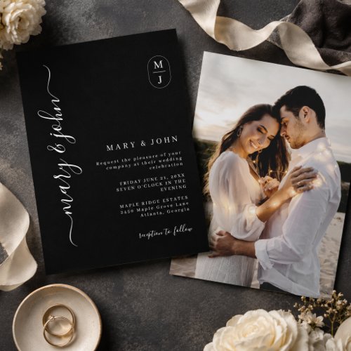 Modern Black Minimalist Wedding Invitation