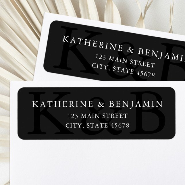 Modern Black Minimalist Wedding Return Address Label (Creator Uploaded)