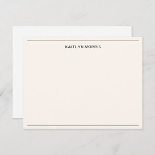 Modern Black Monogram Casual Ultra Pale Orange Note Card