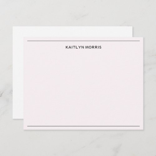 Modern Black Monogram Casual Ultra Pale Pink Note Card