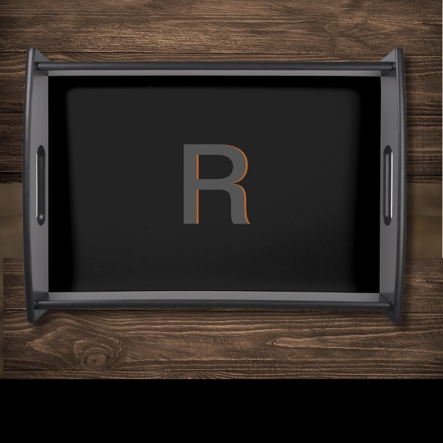 Modern Black Monogram | Custom Initial Typography Serving Tray (MODERN BLACK MINIMALIST TYPOGRAPHY CUSTOM MONOGRAM. GREAT GIFT FOR HIM.)