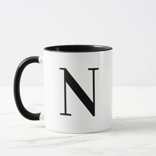 Modern Black Monogram Letter N Custom Coffee  Mug (Left)